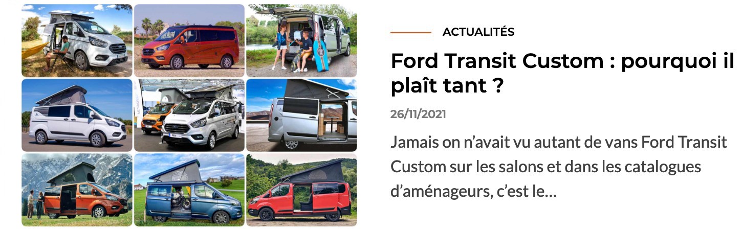 tous les vans aménagés sur Ford Transit Custom