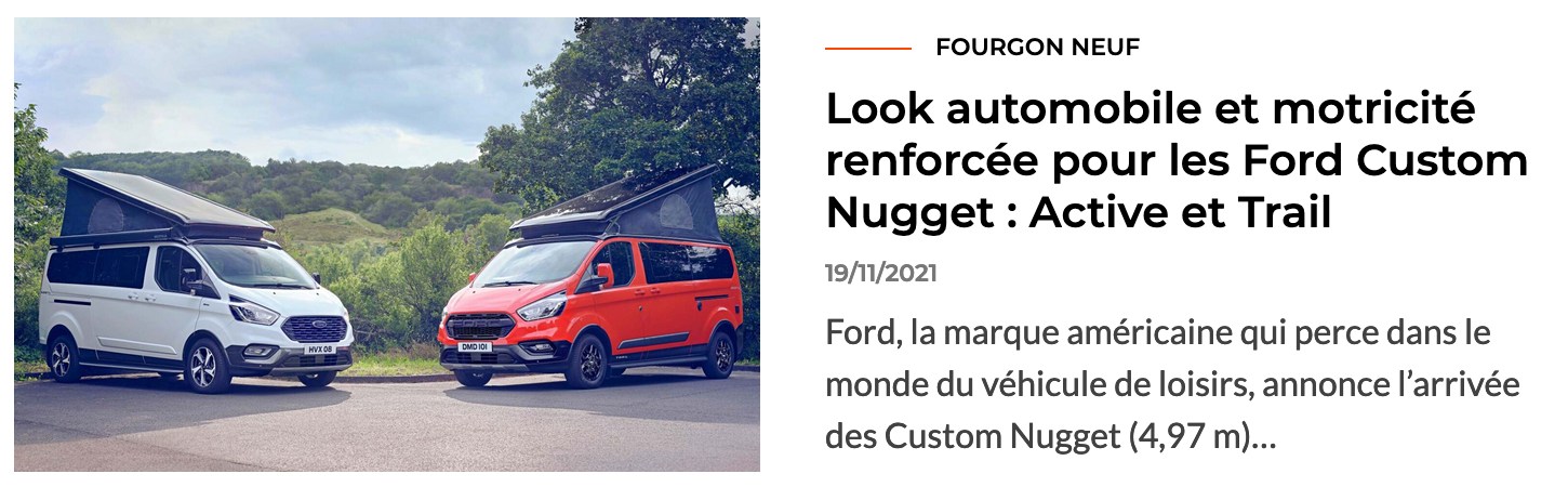 équipement des Ford Custom Active et Trail