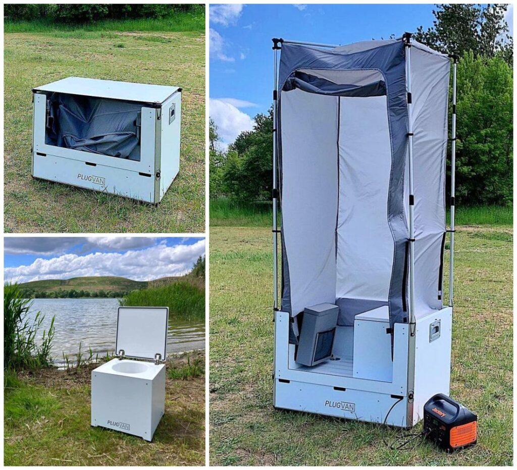 Une salle d’eau portative et extensible, aménageable dans les fourgons