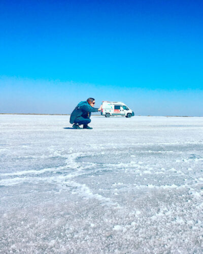 Le lac salé du désert de Varzaneh.