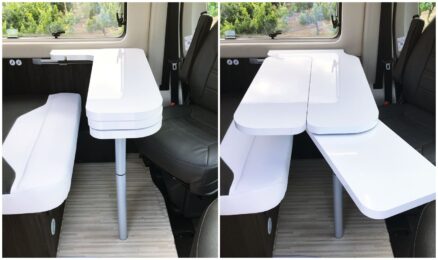 Benimar améliore la table dînette multi-plateaux à l'intérieur de ses fourgons