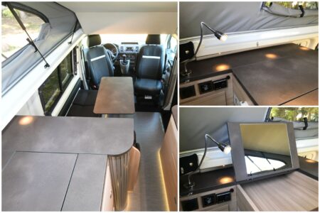 On profite du toit relevable à l'arrière pour faire sa toilette