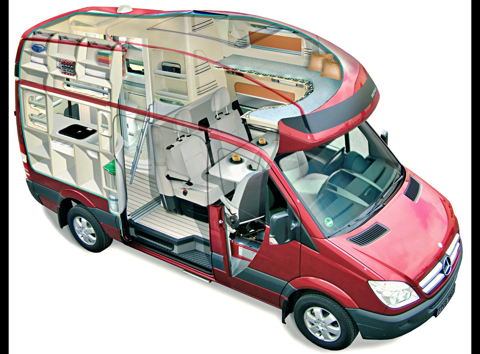 La troisième génération de James Cook (2006-2012) ou l'art consommé de l'aménagement signé Westfalia, combinaison parfaite entre la forme et la fonction.