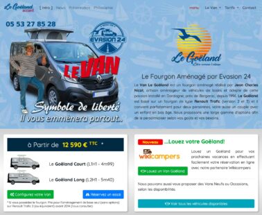 Le site de l'aménageur Evasion 24 est à l'image du van Goëland et de ses concepteurs : accueillant !