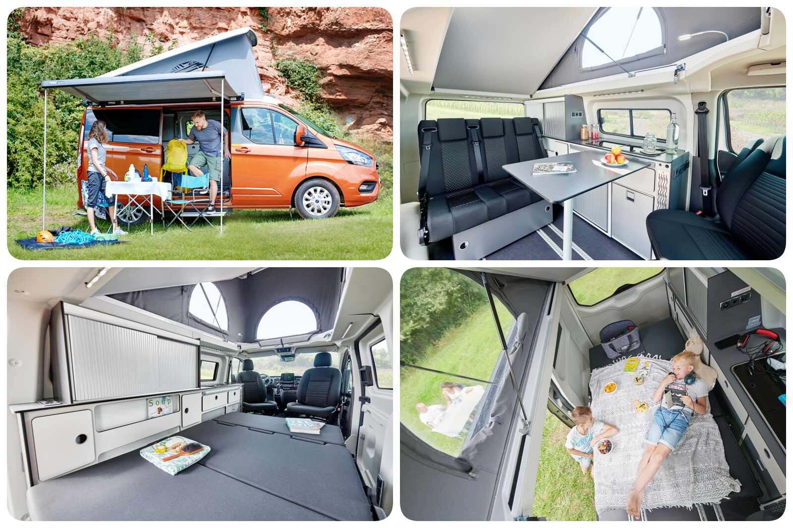Discrète en France, la marque allemande Karmann-Mobil lance 2 vans sur Ford Custom : Duncan 495 (4,97 m, photo) et Duncan 535 (5,34 m) van ford Karmann-Mobil Duncan 495