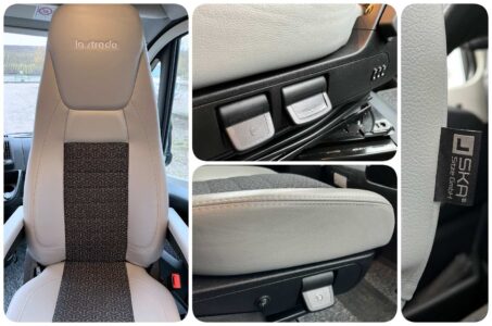 En option, les sièges Ska rendent la conduite encore plus agréable ! Chauffants, réglables en hauteur, ajustement pneumatiques des maintiens lombaires, les essayer c'est les adopter !