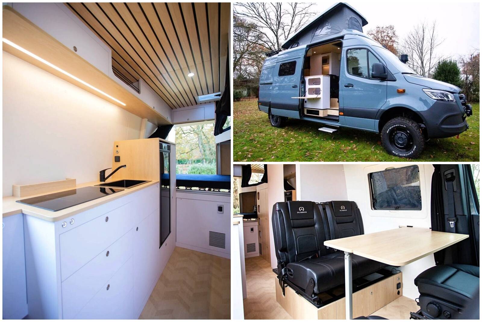 Dili 06 (6ème véhicule aménagé par Diligence) a été livré en janvier 2022. Ce Sprinter 4x4 L3H3 est actuellement la propriété d'une famille en périple en Amérique du Sud