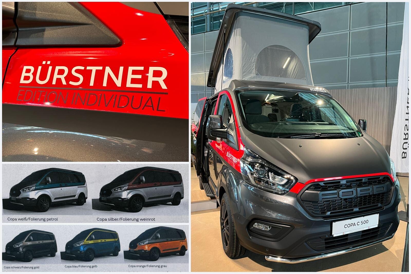 6 teintes bi-tons sont disponibles : Gris/Rouge, Bleu/Doré, Bleu/Jaune, Orange/Gris, Blanc/Pétrole, Argent/Rouge