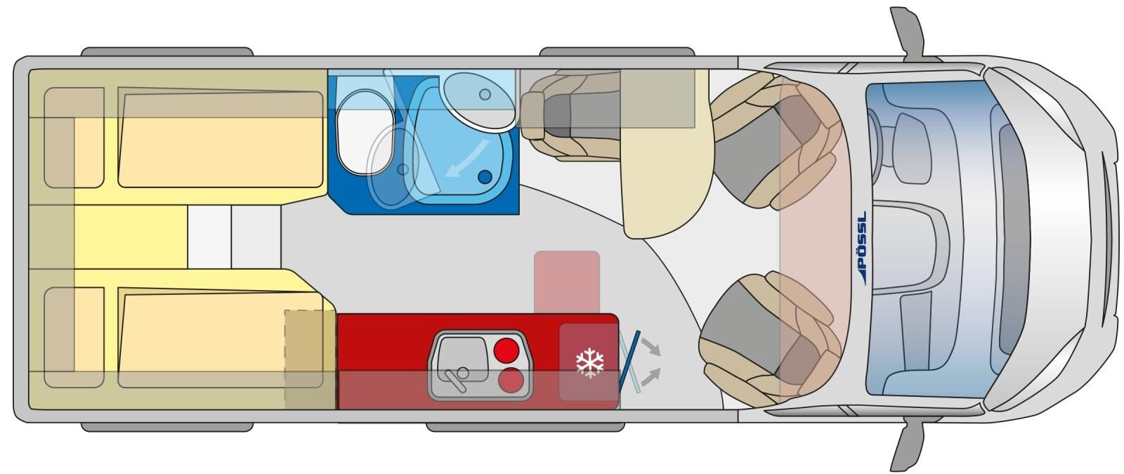 Pössl Summit Shine 640 (6,36 m) avec lits jumeaux