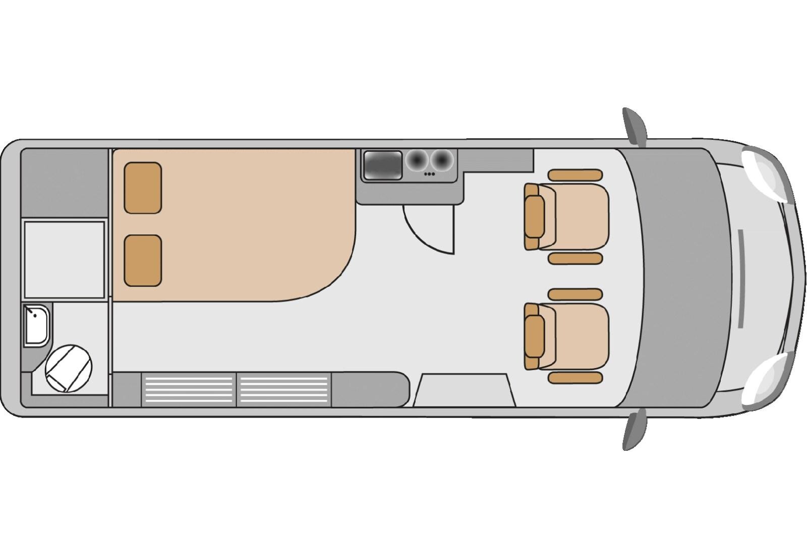 L'Affinity Duo (6,36 m) est disponible du Fiat Ducato et Peugeot Boxer.