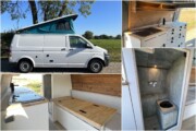 « Alaska » est un VW T5 (L2) équipé d’un vrai coin douche/WC. Parmi ses autres atouts, citons son plateau de table en trois parties qui, déplié, mesure 80 cm de long. Le pied Lagun, avec son bras déporté, permet de conserver une bonne stabilité.