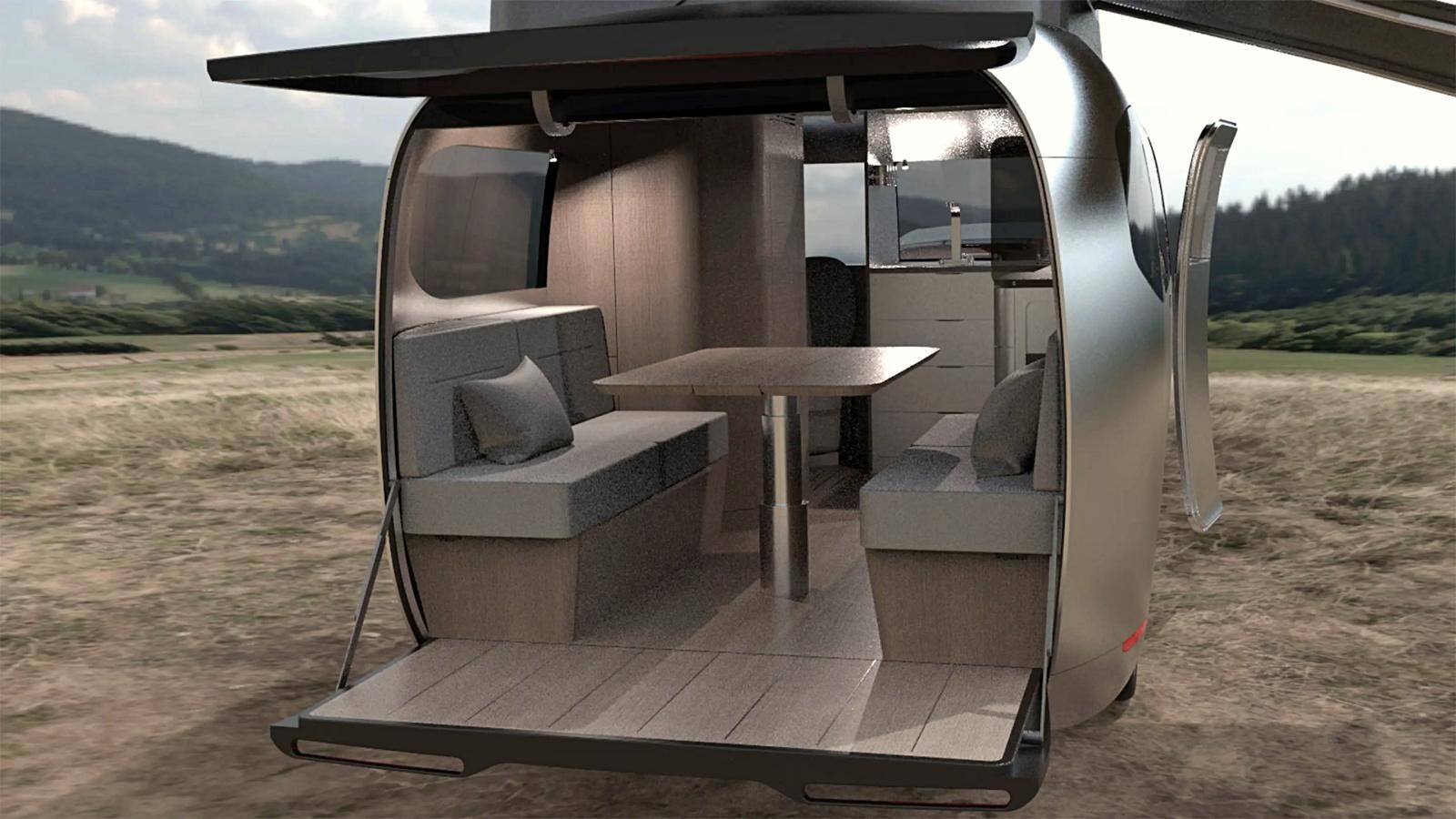 Prototype de caravane Airstream x Porsche