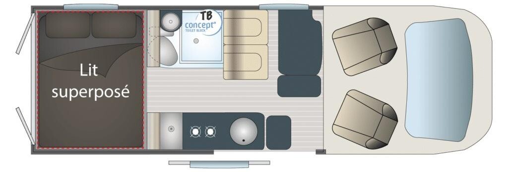 Implantation du FONT VENDÔME Leader Camp Duo sur Fiat Ducato (5,99 m), en série spéciale 45ème anniversaire.