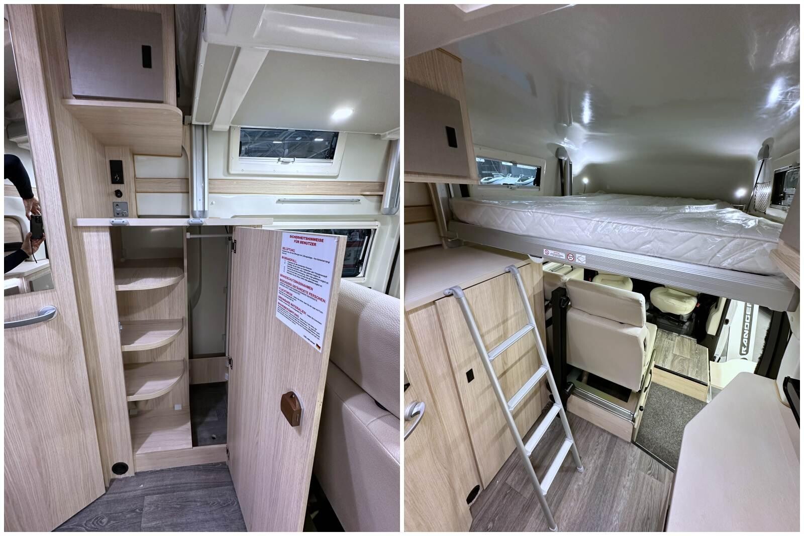 Randger R550 - L'échelle prend appuie sur la penderie pour accéder au lit de pavillon électrique