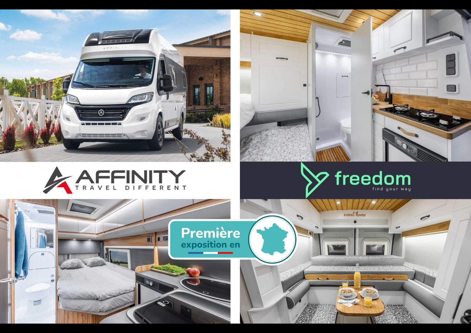 Société polonaise créée en 2019, Affinity Camper Vans est soutenue par le géant suédois du camping-car Kabe. Lancés en 2020, les innovants et luxueux fourgons Affinity ont conquis la Scandinavie et l'Allemagne, suivis par la marque Freedom et ses camper vans plus accessibles.