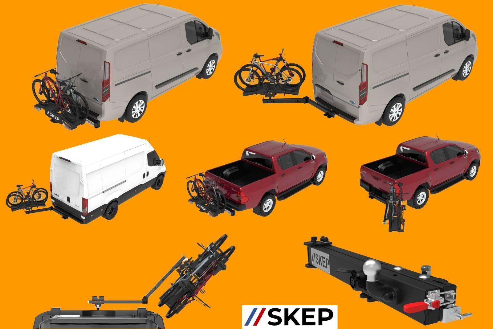 Le bras pivotant Skep 117 est disponible avec ouverture vers la droite, ou vers la gauche. Il est compatible avec toutes les boules d’attelage : SUV, 4x4, pickup, van, fourgon, etc.
