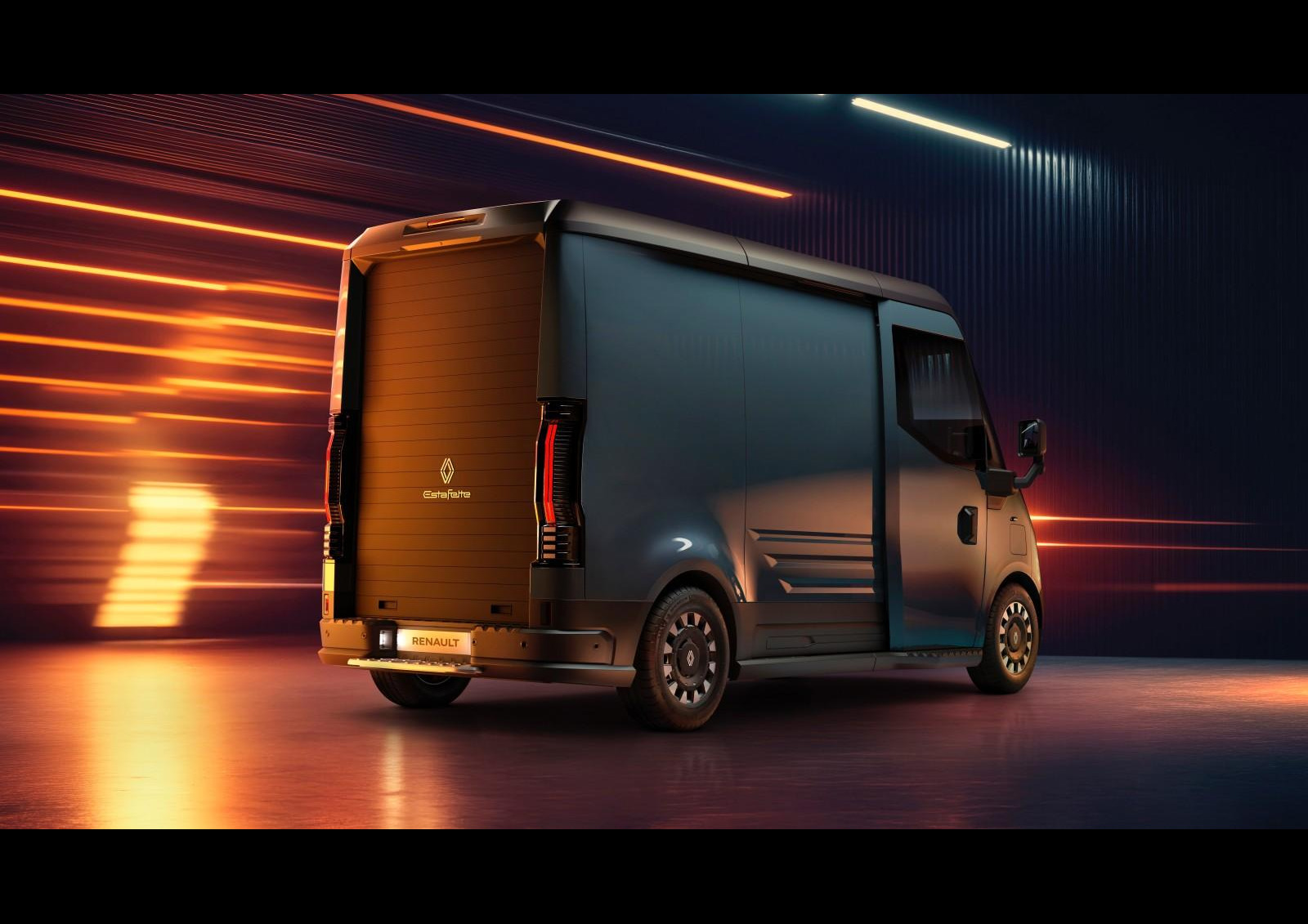 Renault Estafette E-Tech Electric - A l'arrière, un rideau coulissant remplace les traditionnelles portes battantes.