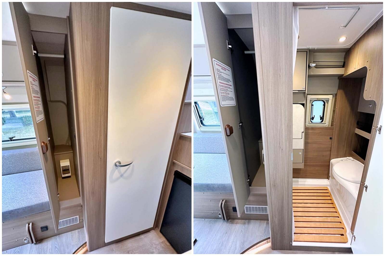 Carado a prévu une penderie profonde et de très grande hauteur, entre la salle d'eau et la banquette.