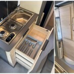 Dreamer Fun D55 "20 ans" - L'autre particularité de ce modèle, c'est son nom frigo grand volume (149 L) installé derrière la banquette.