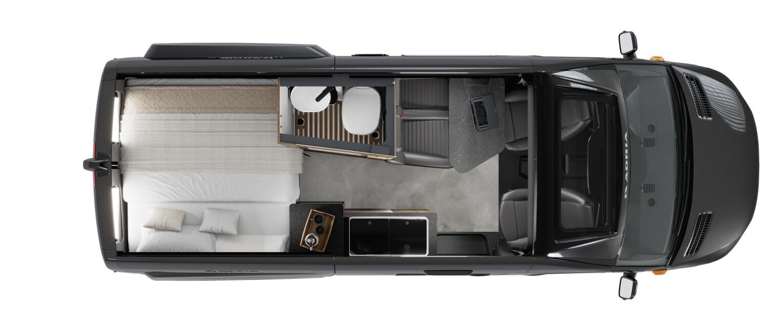 Implantation de l'ADRIA SUPERTWIN 4x4 600 SPB sur Mercedes Sprinter 5,99 m