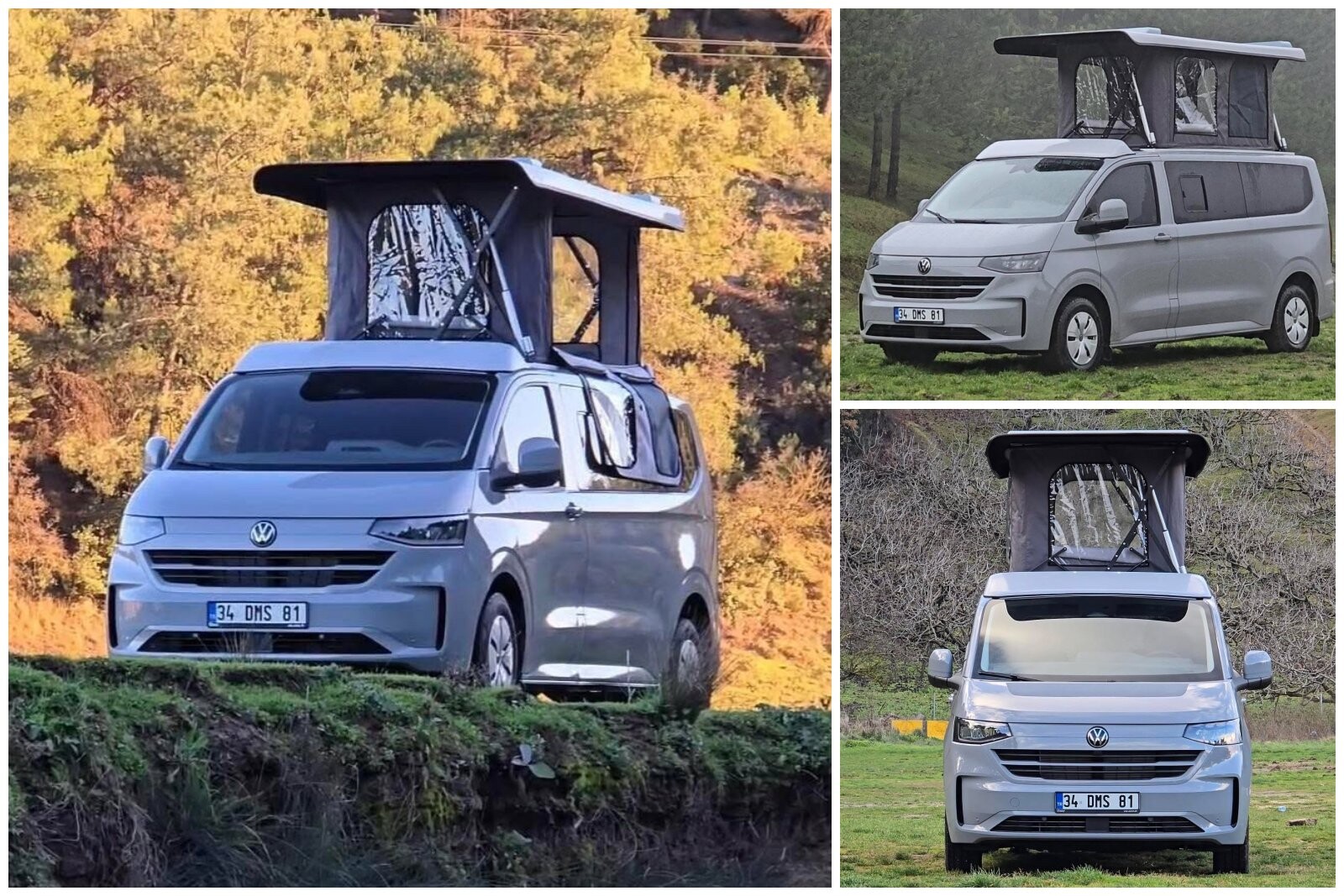 Toit à ouverture parallèle conçu pour le nouveau Transporter de VW. On observe que les compas en ciseaux sont ici placés à les faces avant et arrière du toit et non sur les côtés. Photo ©️ Arsima Karavan.